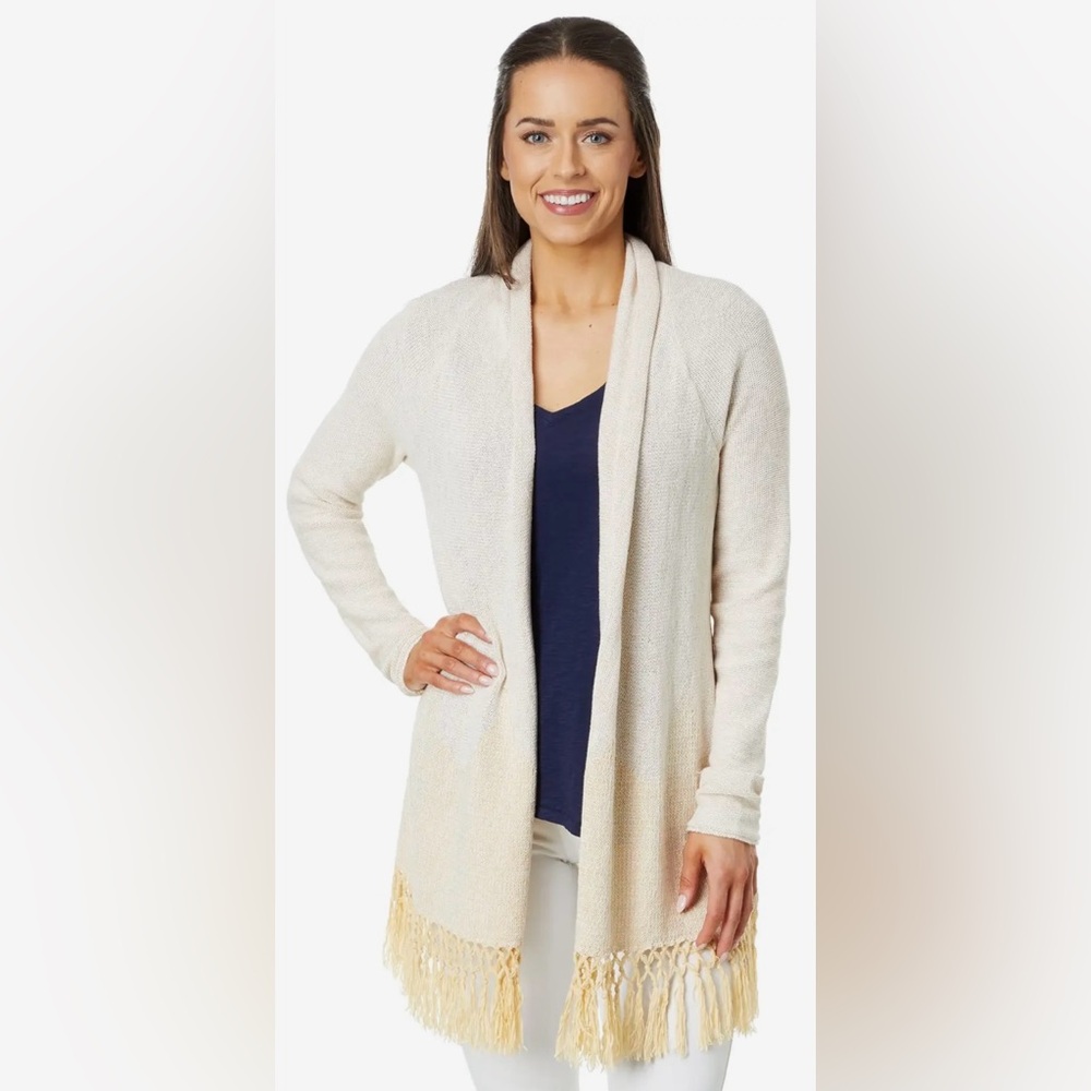 Lilly Pulitzer Women’s Cream Gold Metallic Tatum Fringe Cardigan - Size Small